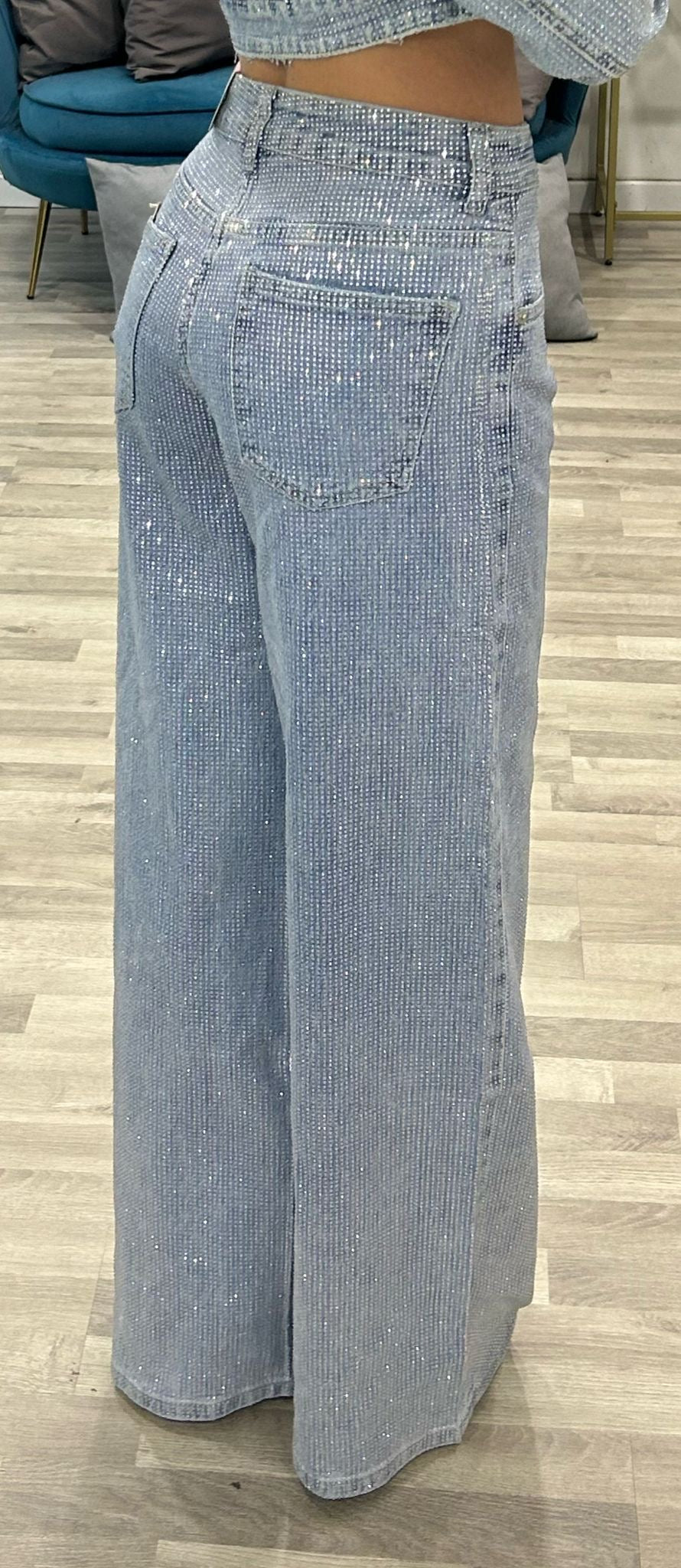 jeans chiaro con brillantini oslo