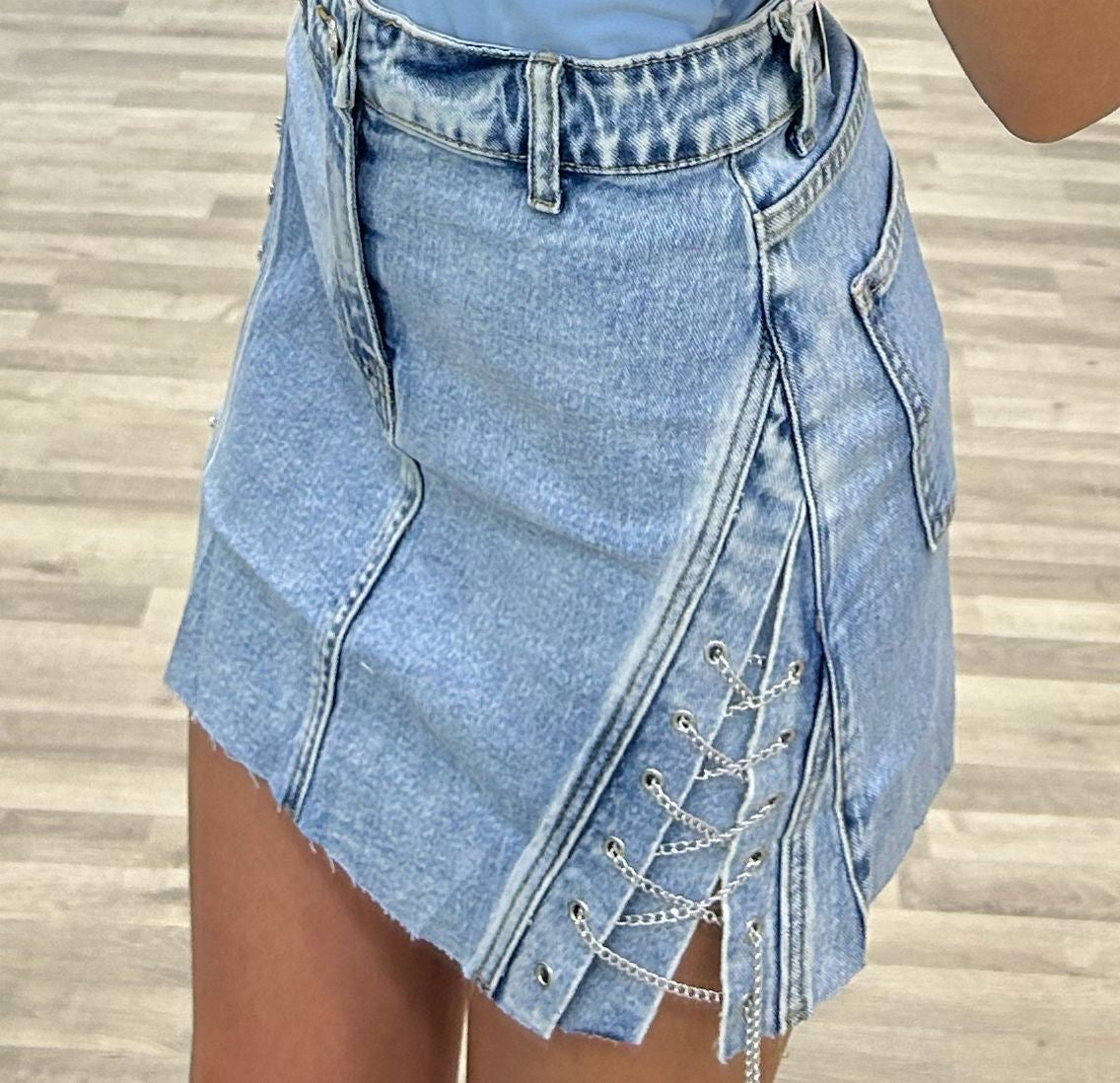 gonna jeans chiara lacci laterali