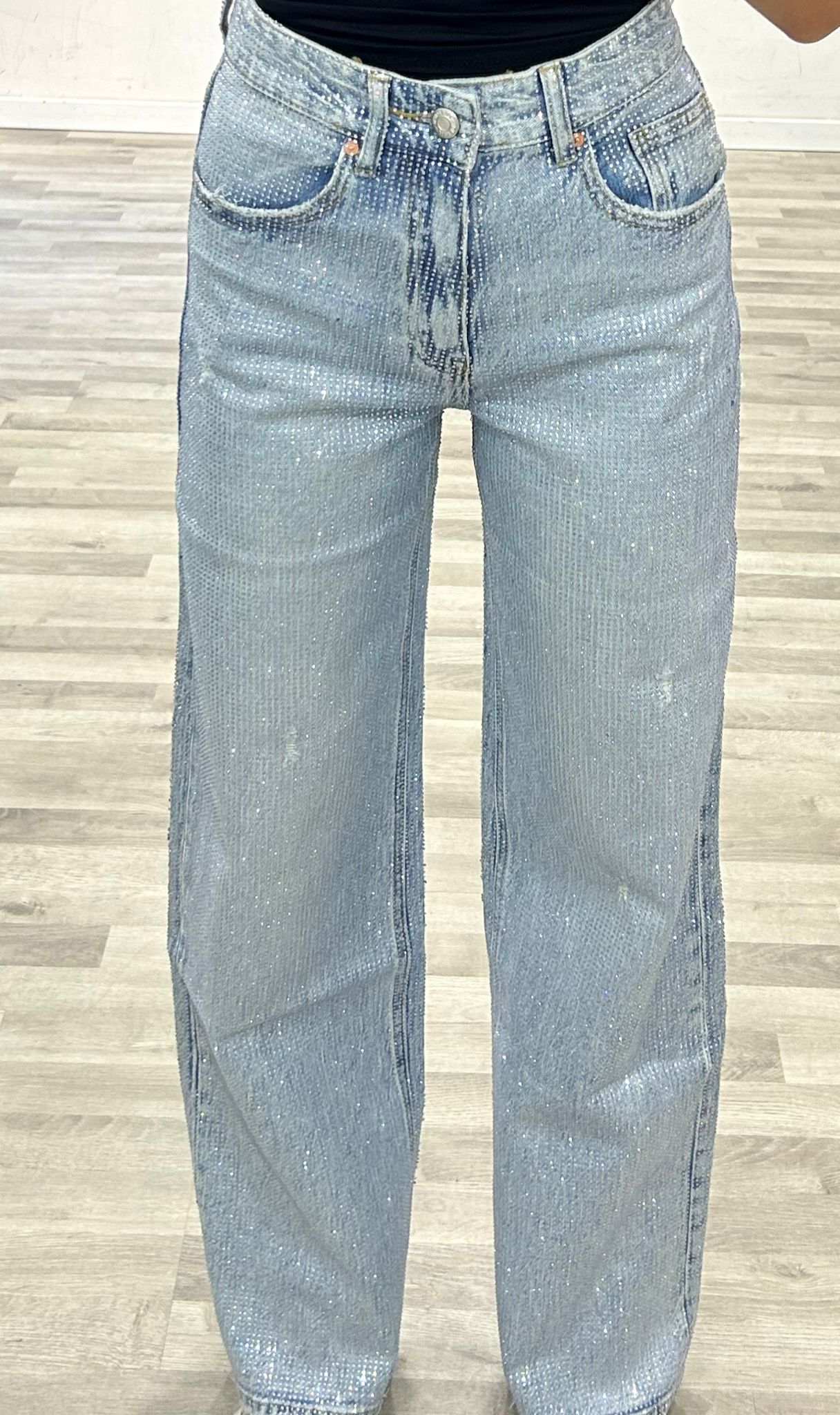 jeans chiaro super strass