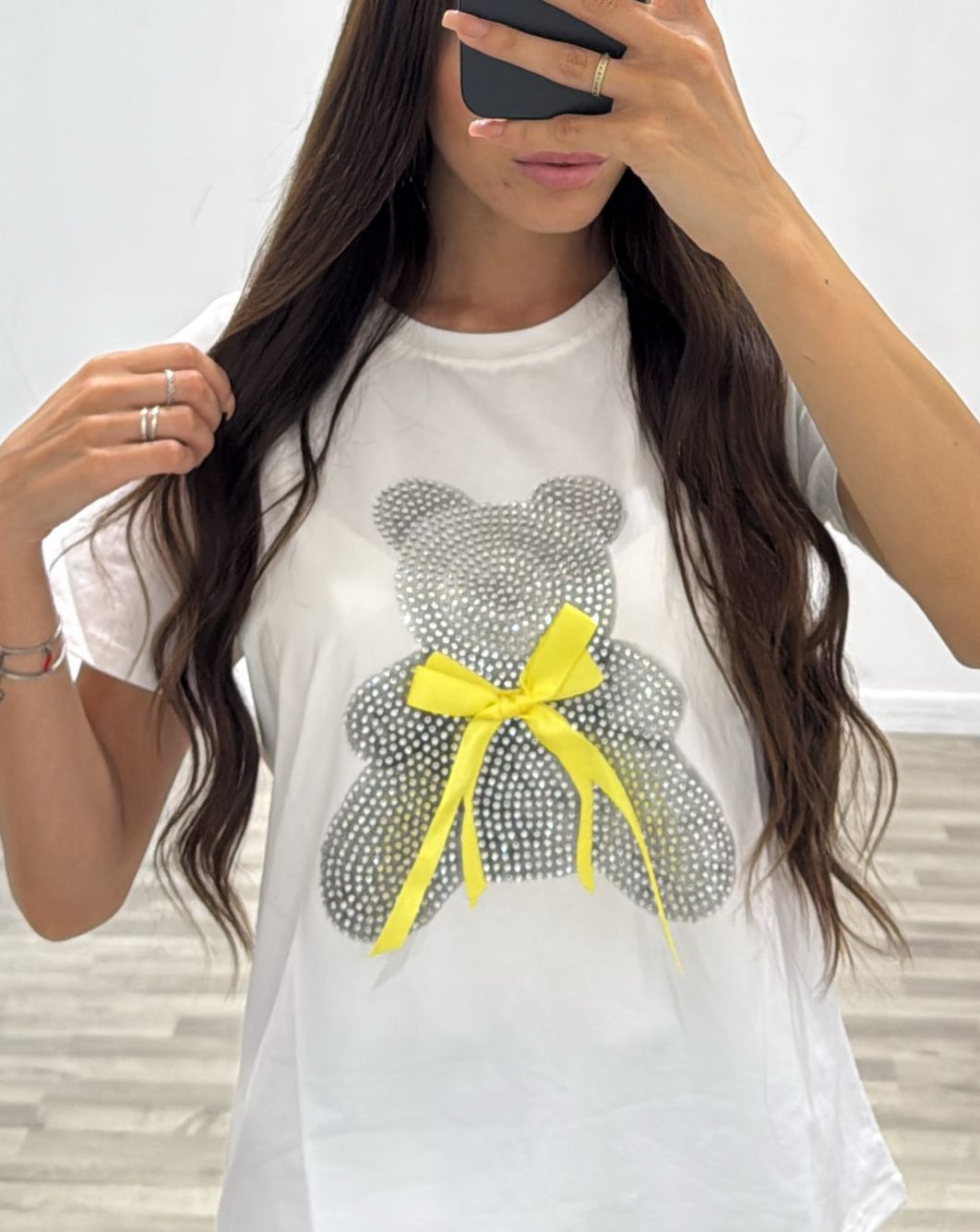 t-shirt orsetto con fiocco