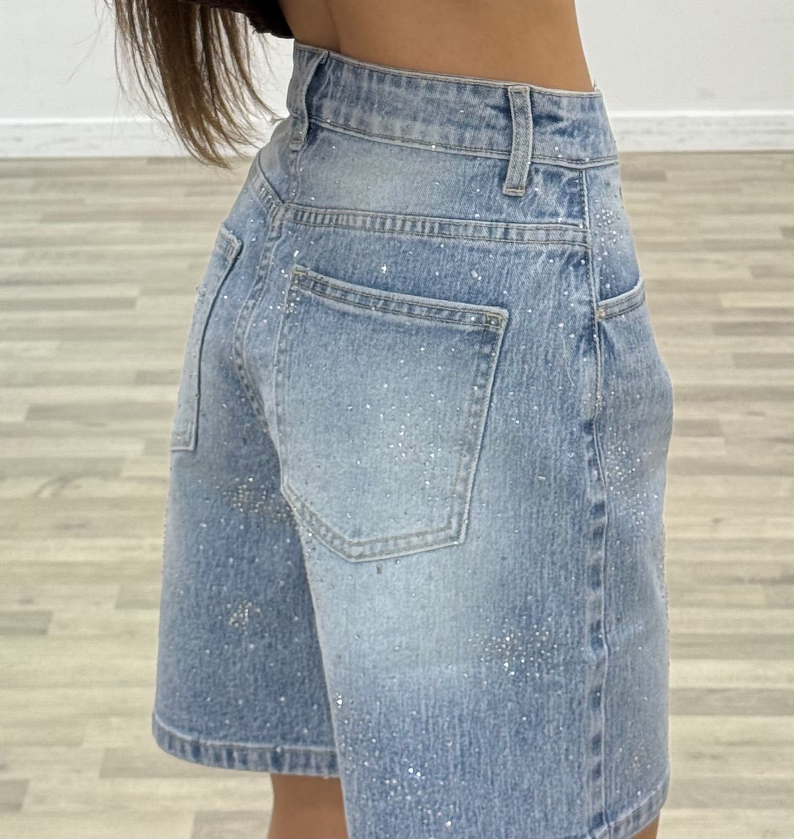 bermuda di jeans con brillantini
