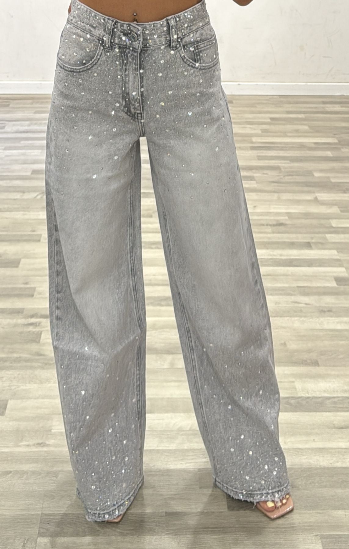 jeans grey con brillantini
