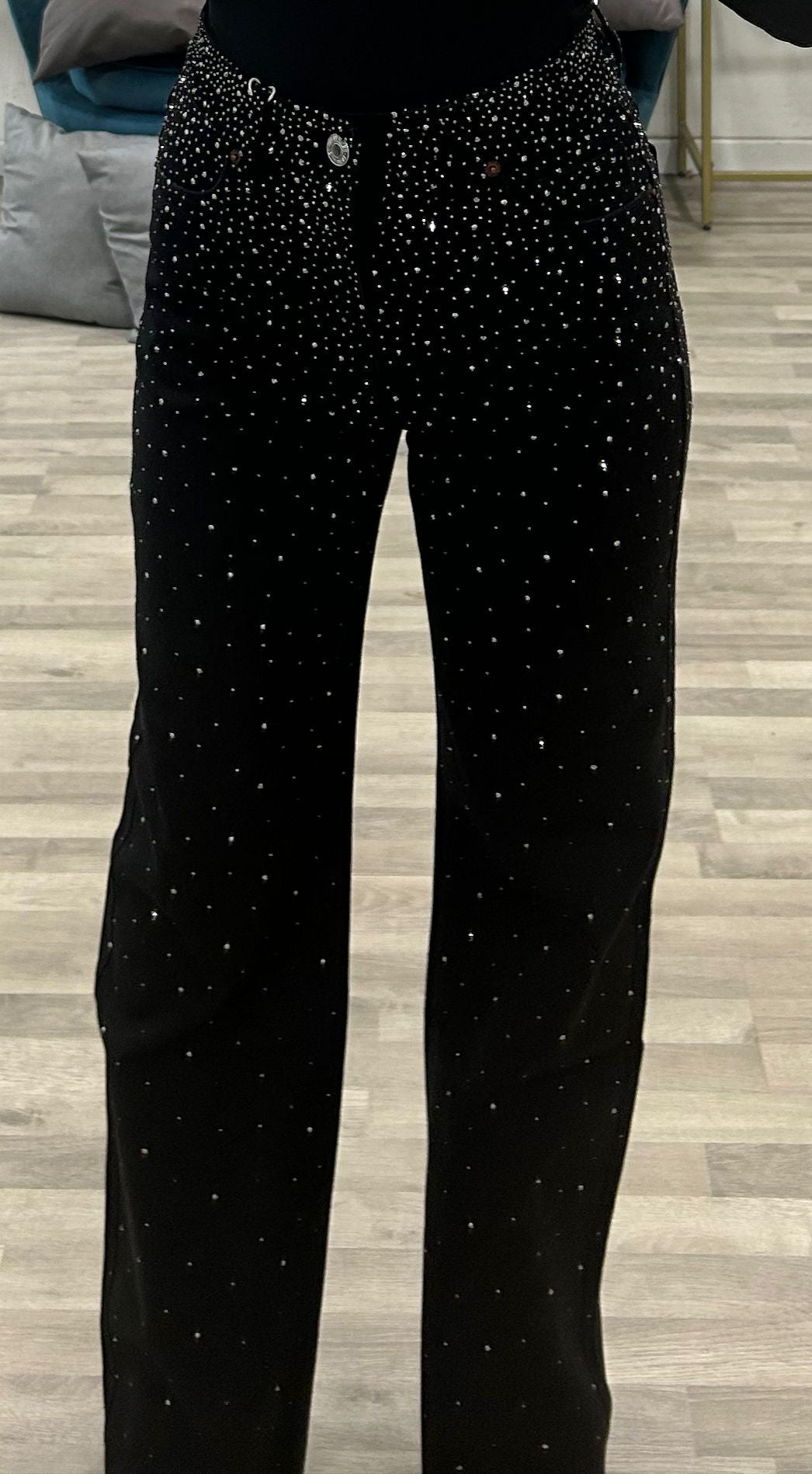 jeans con brillantini black aury