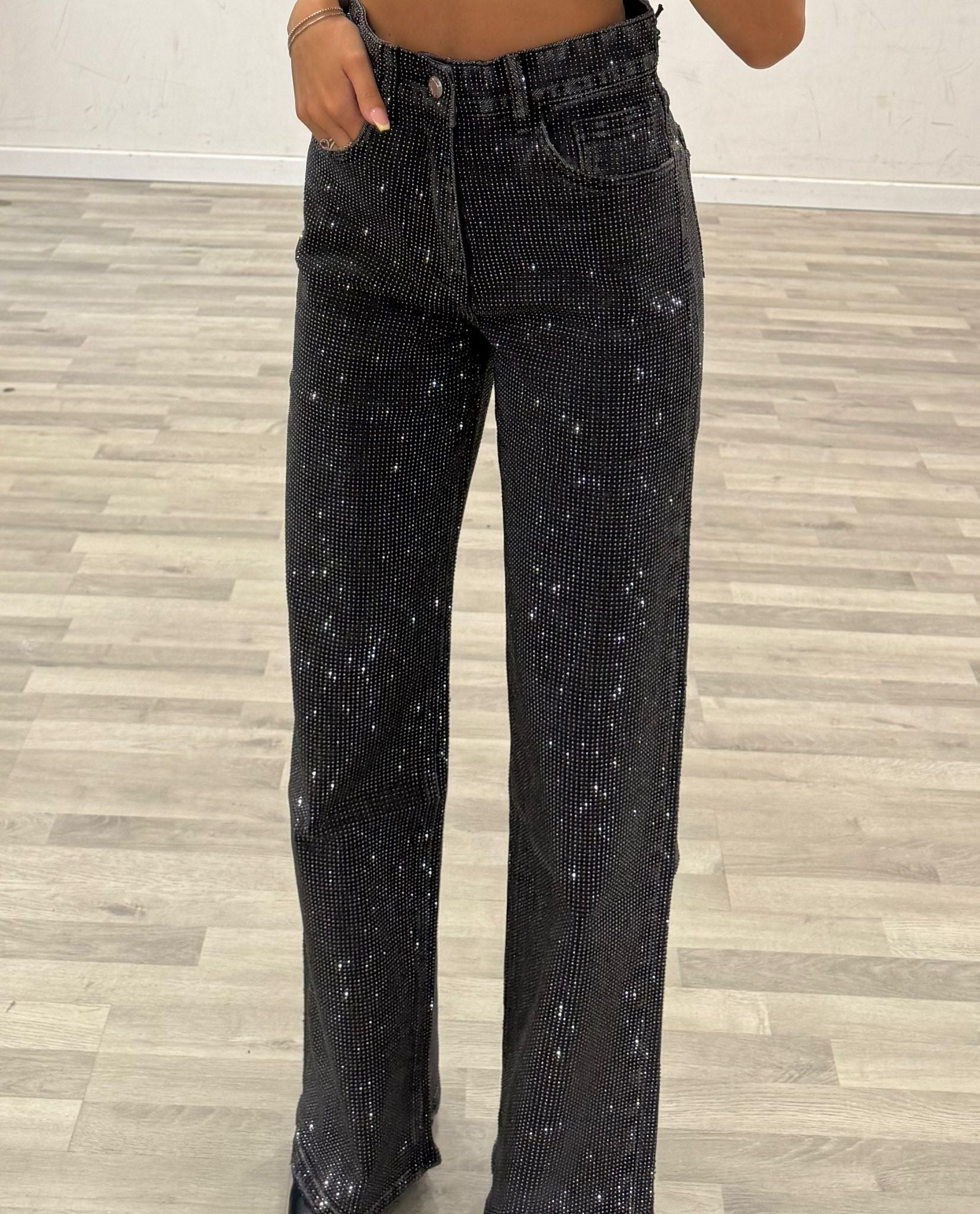 jeans grey superstrass