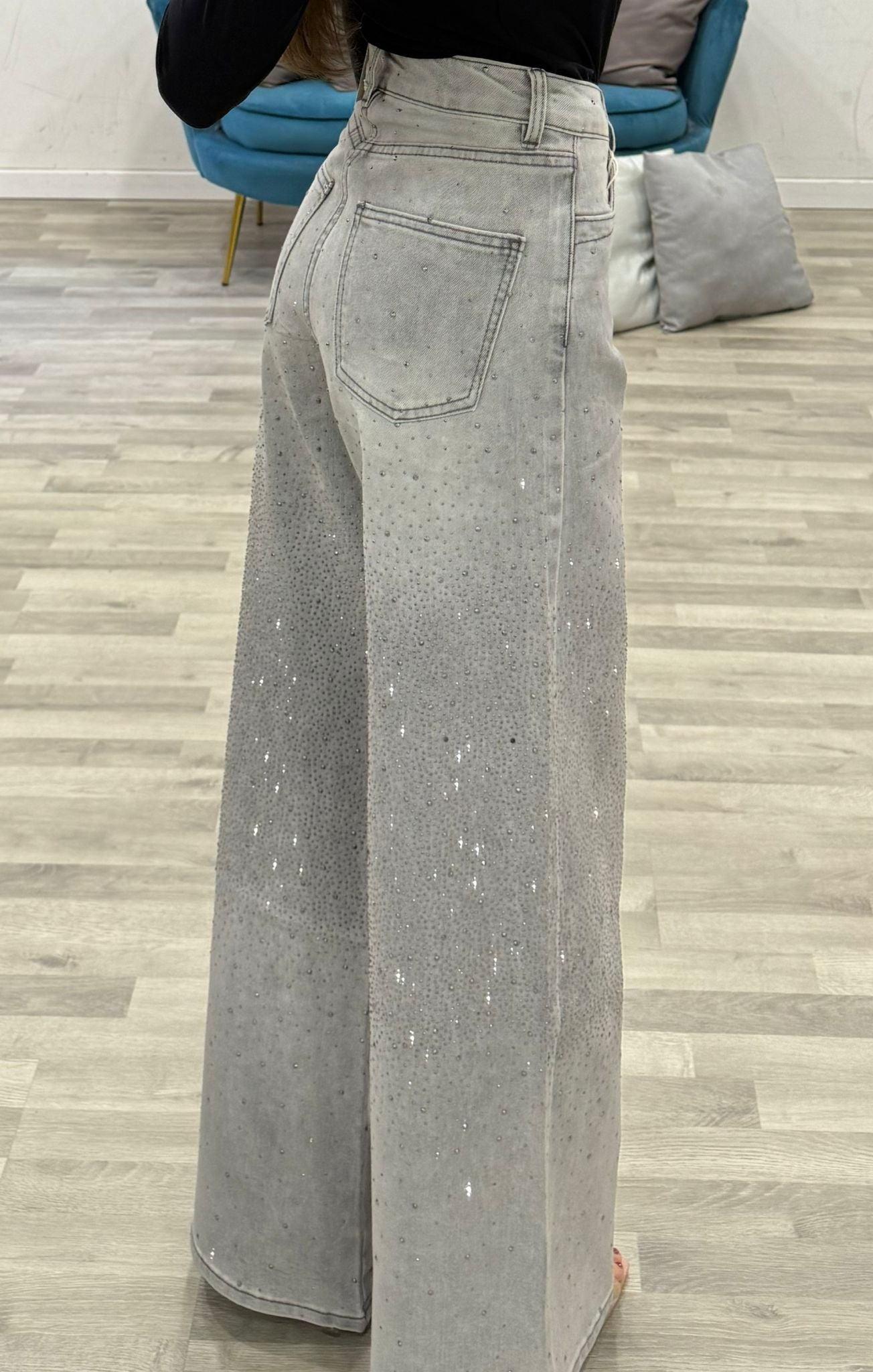 jeans grey con brillantini sky
