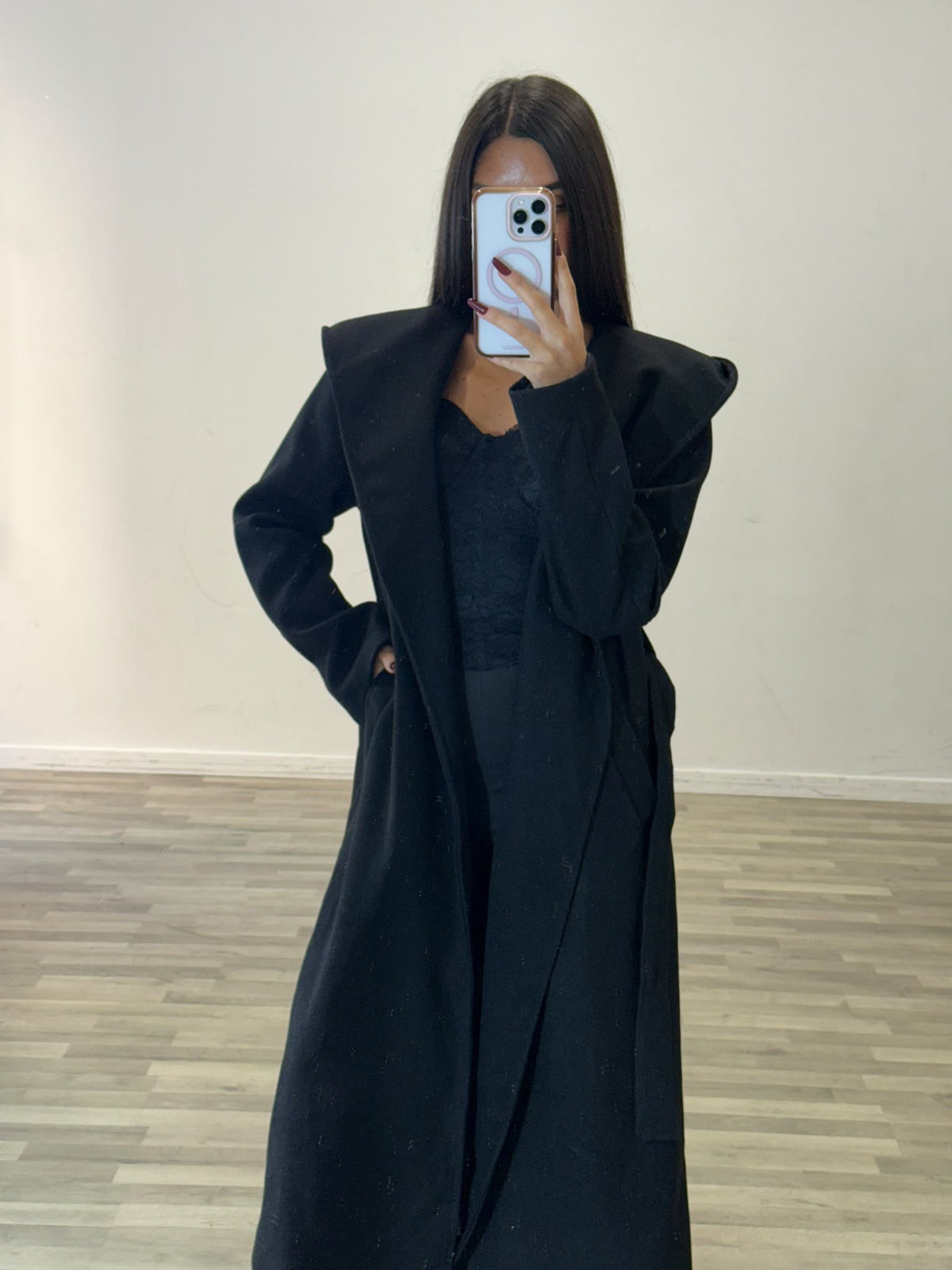 cappotto lungo con cappuccio