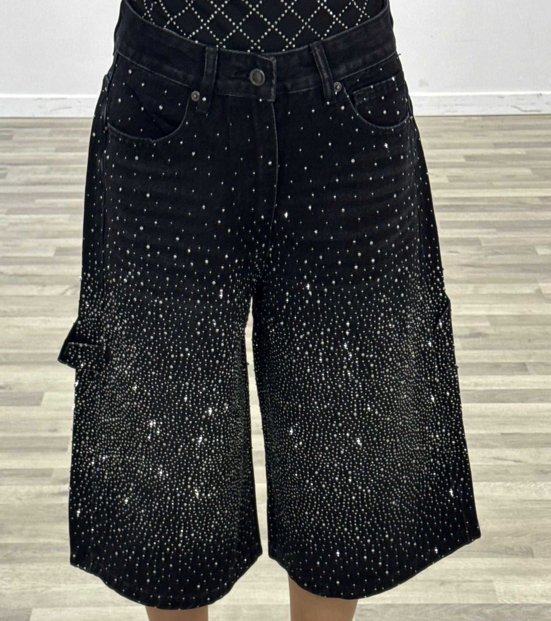 bermuda ballon con brillantini black