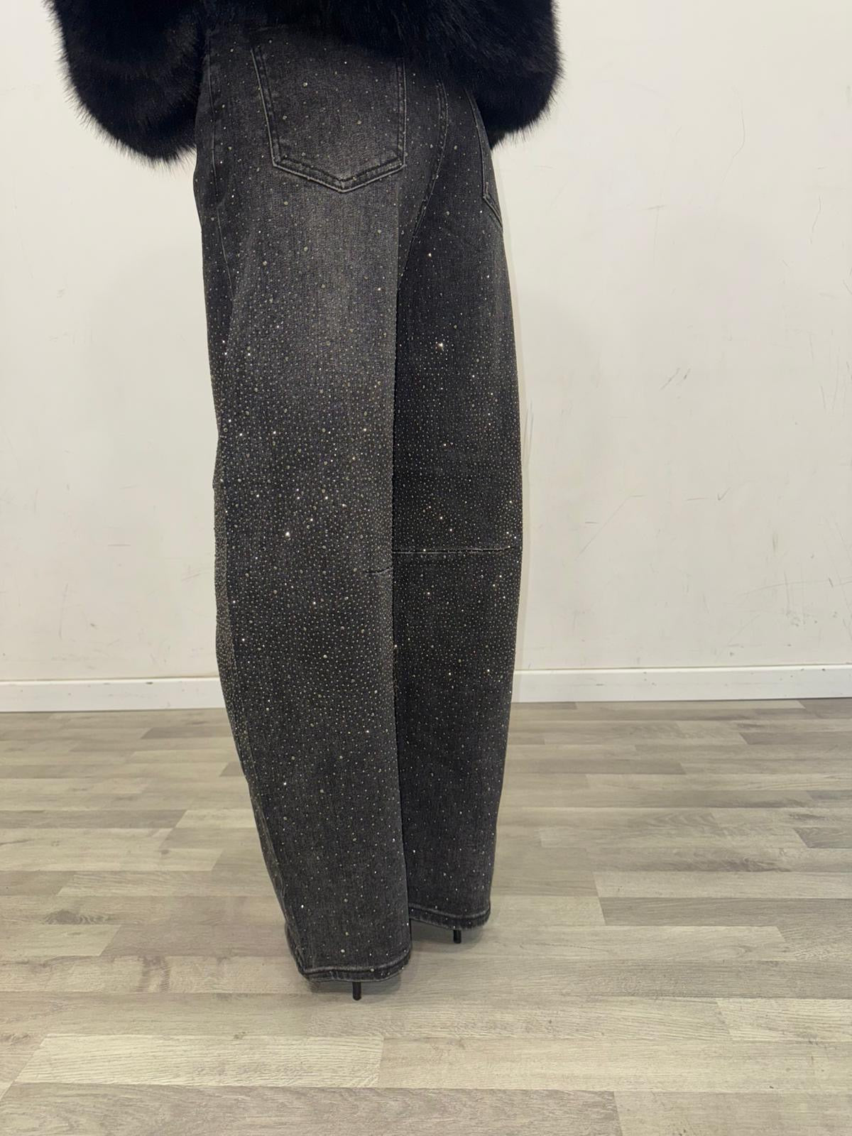 jeans balloon con brillantini