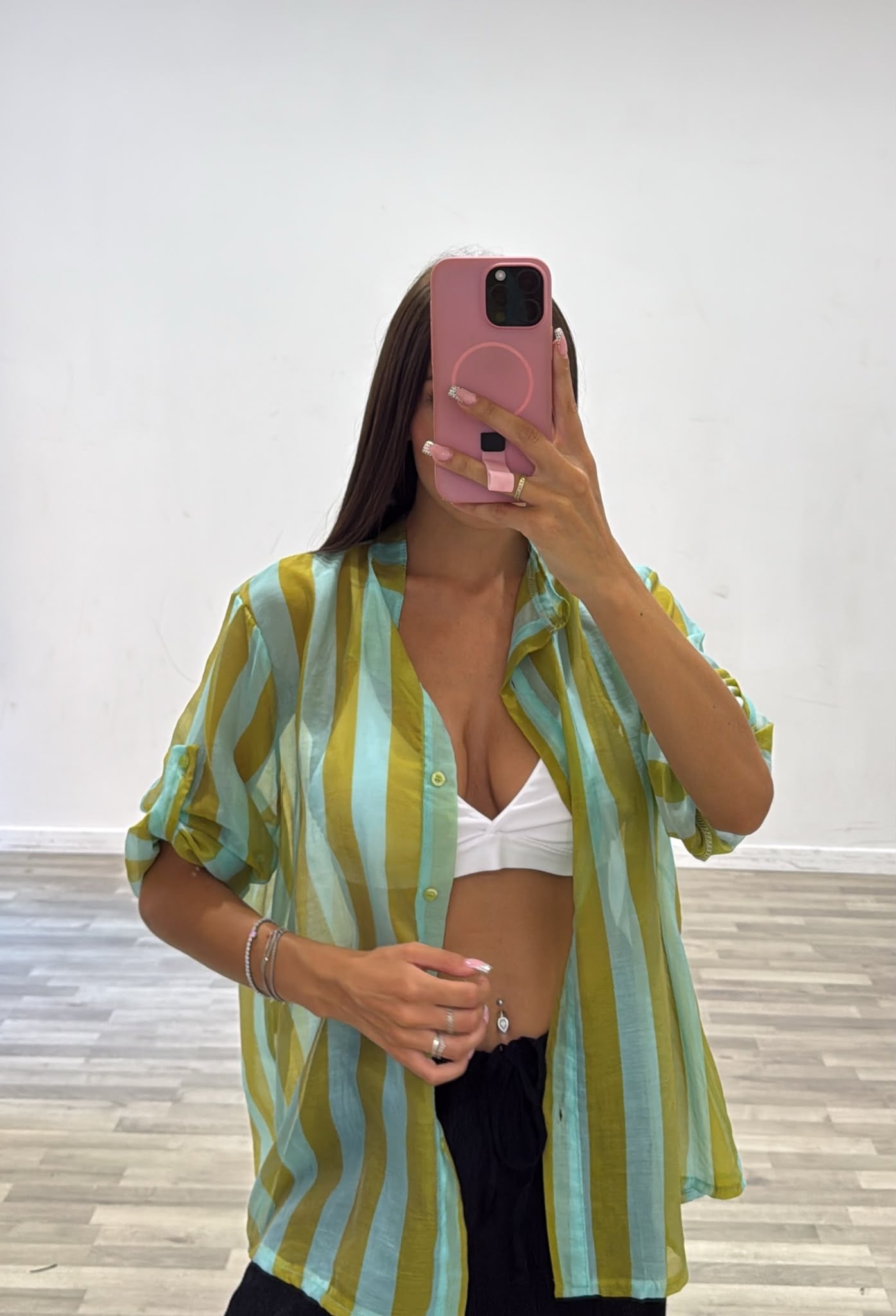 camicia coreana rigata