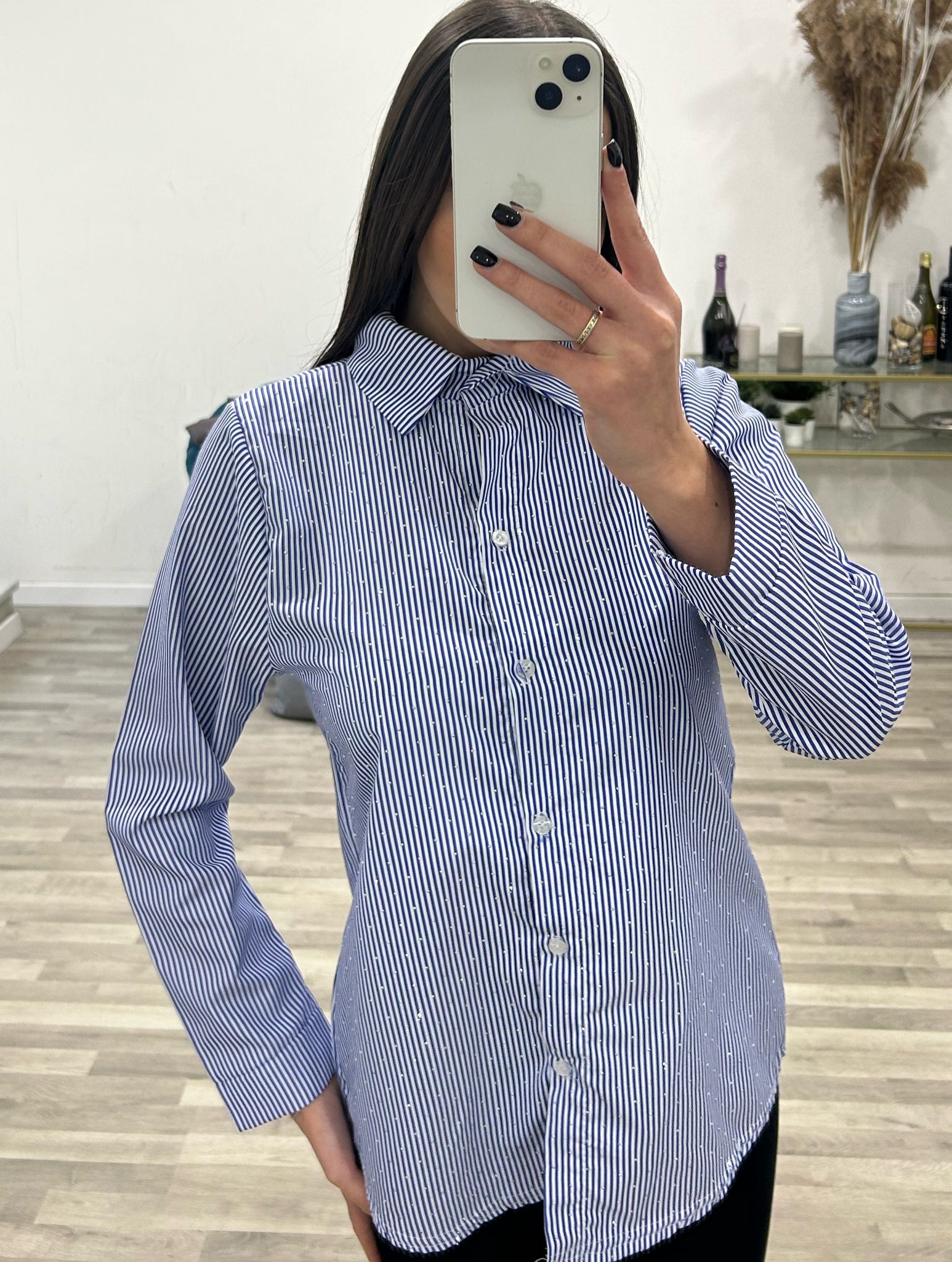 camicia righine e brillantini