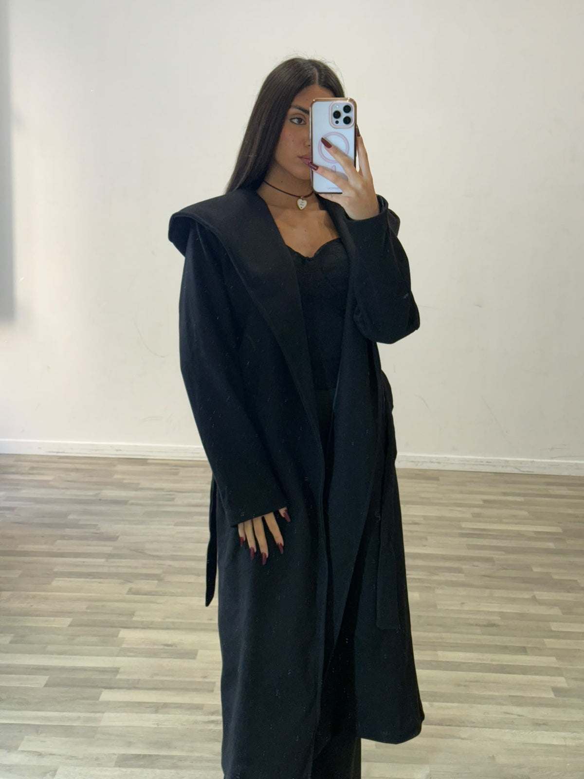 cappotto lungo con cappuccio