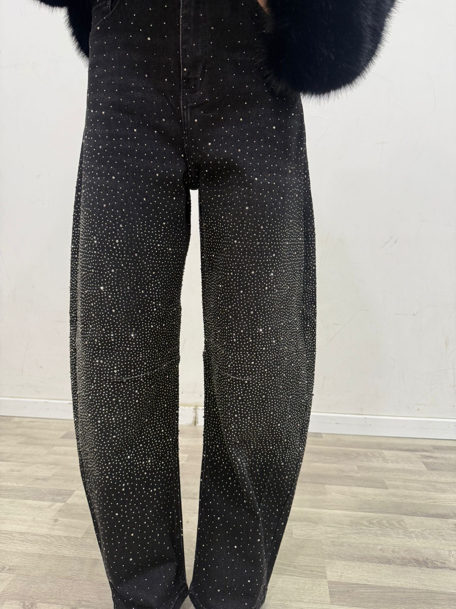 jeans balloon con brillantini
