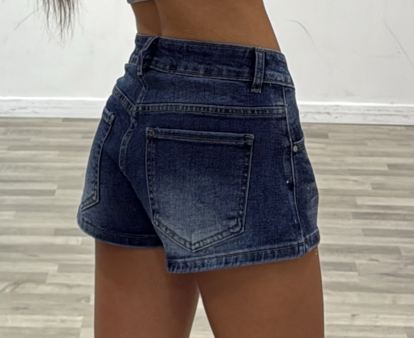 short con glitter argento