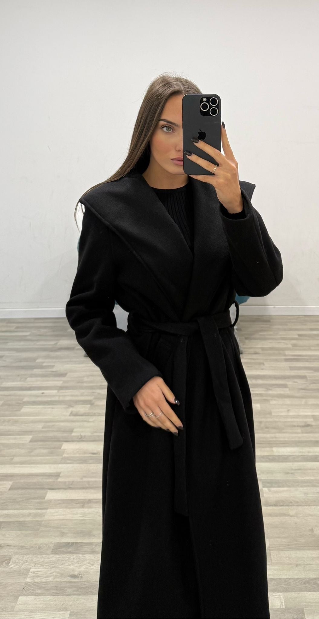 cappotto lungo con cappuccio