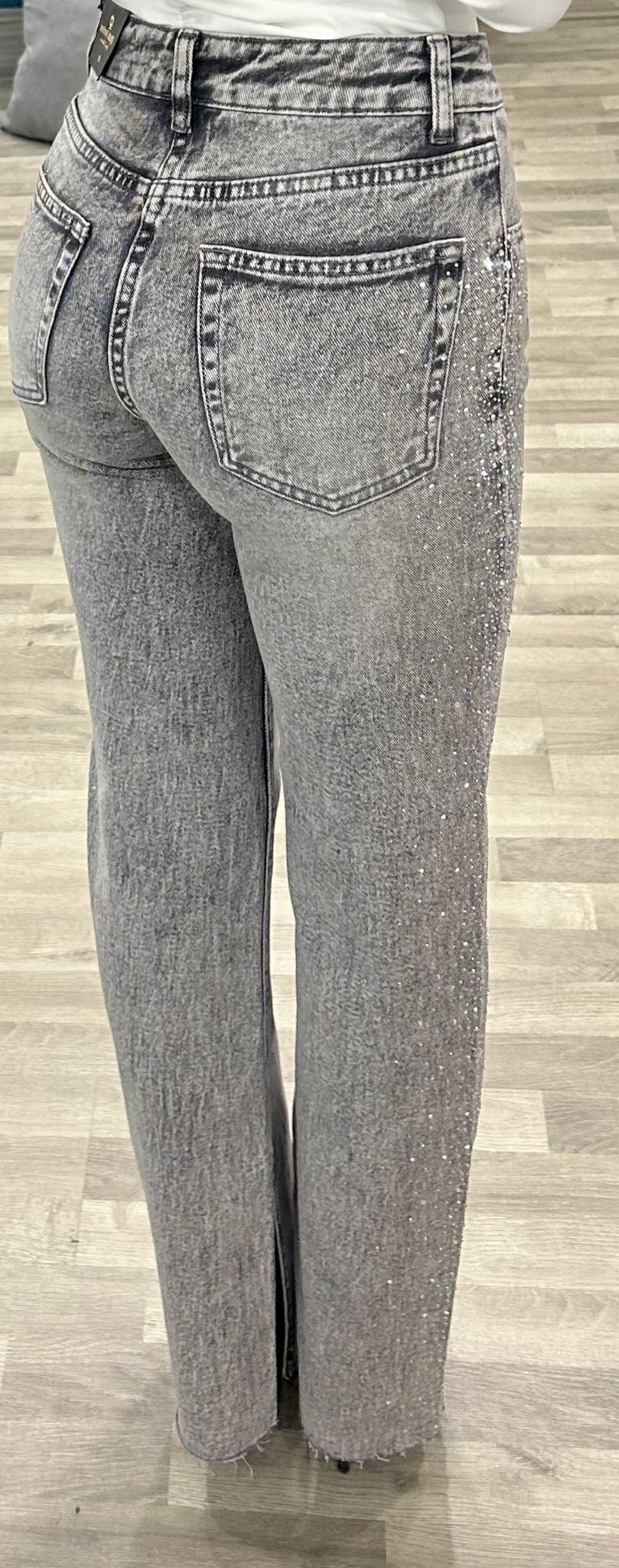 jeans con brillantini laterali