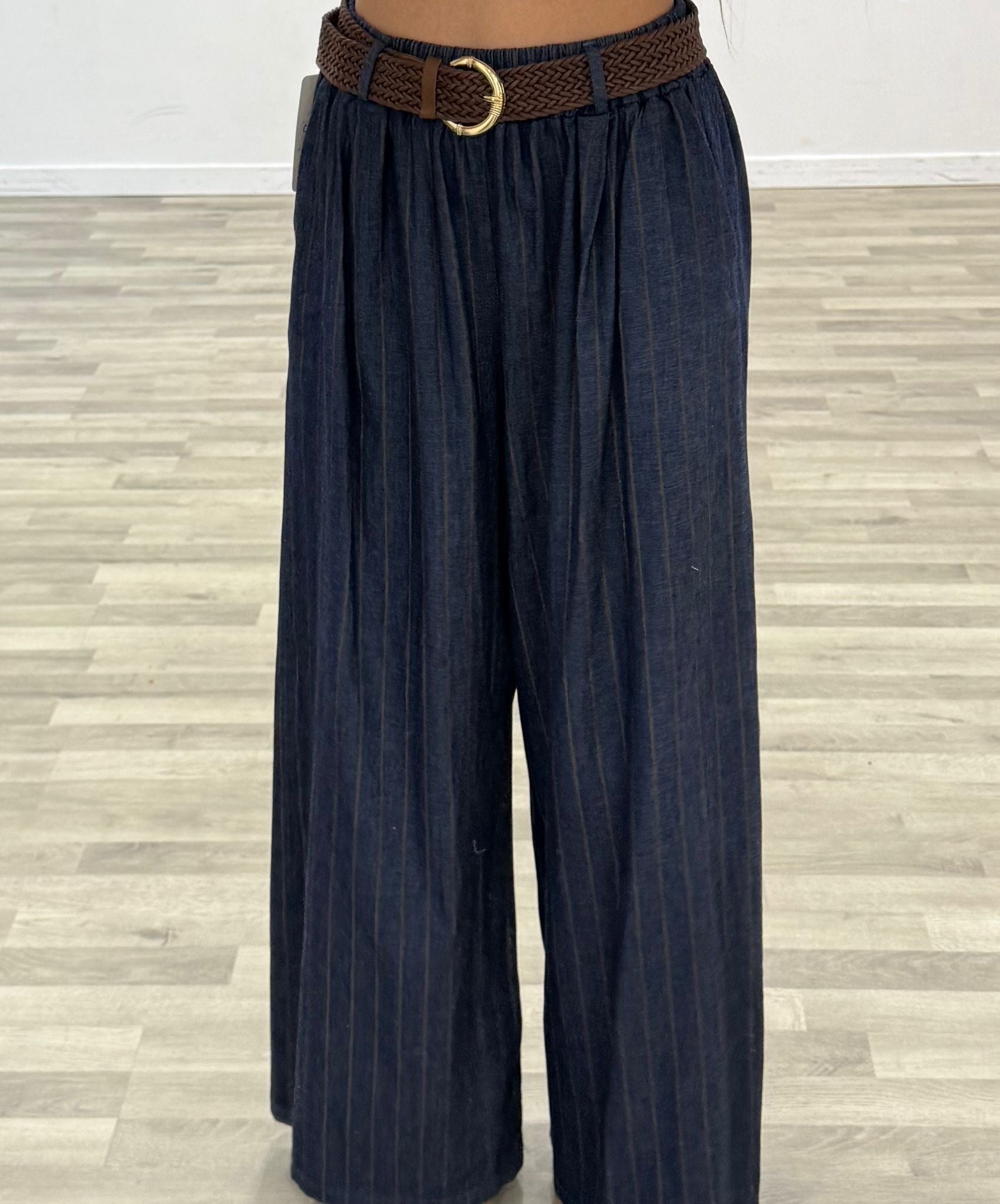 pantalone gessato jeansato