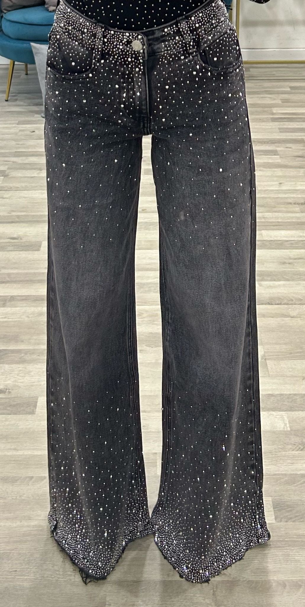 jeans grey super strass