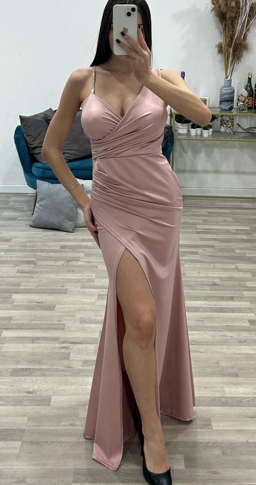 vestito con bretellina di swarosky