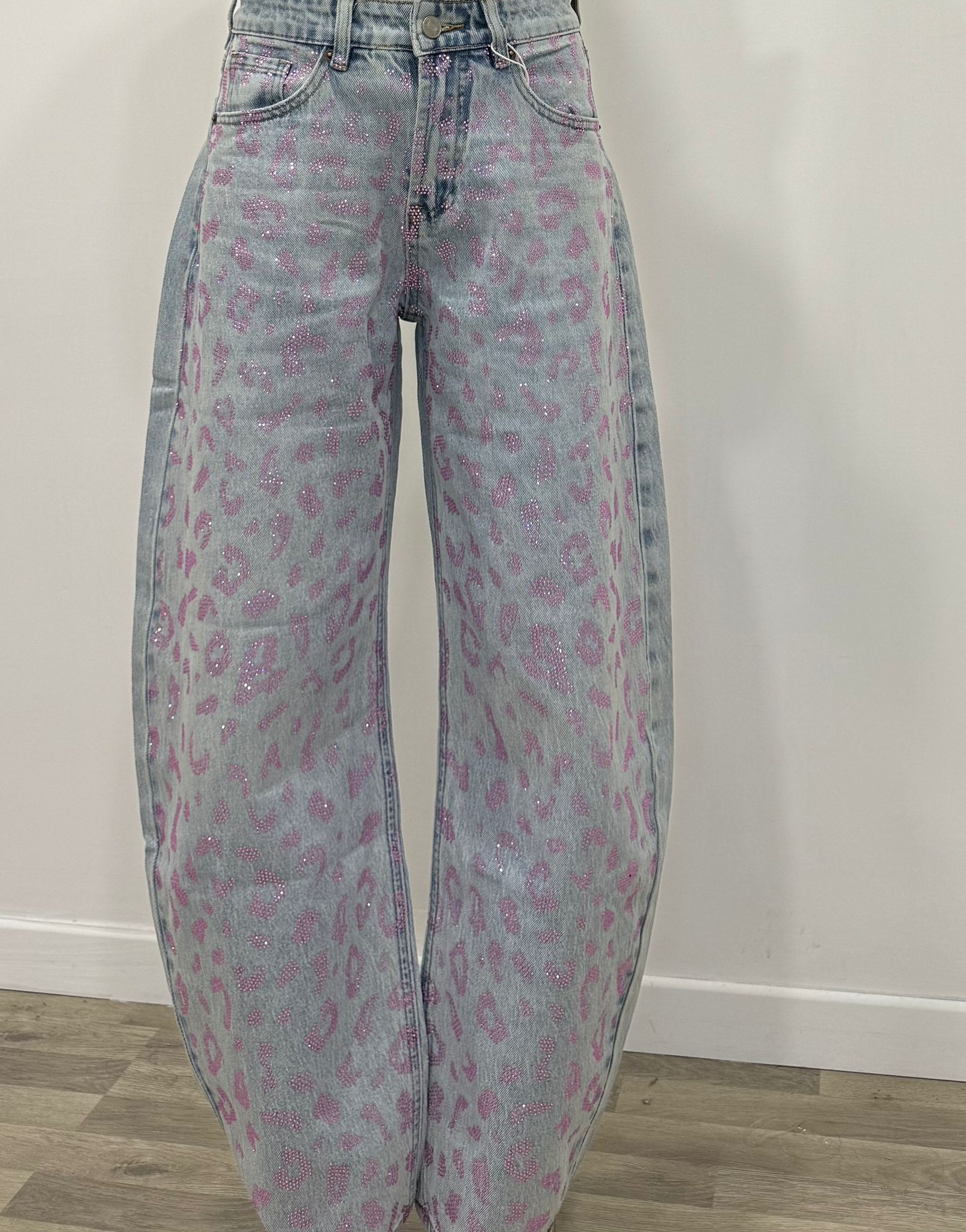 jeans denim maculato rosa
