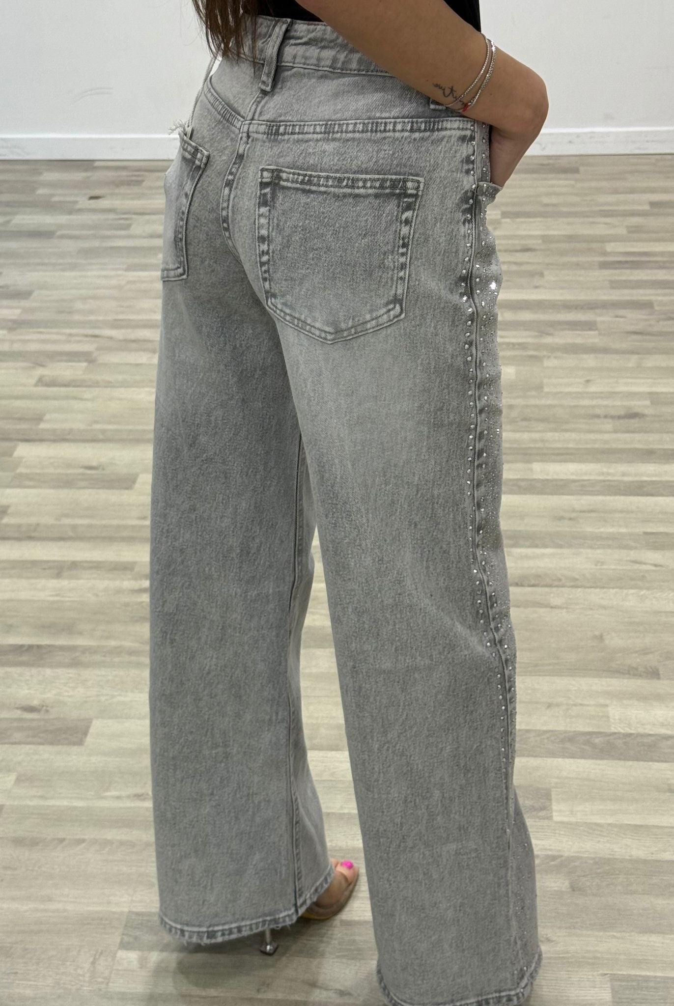 jeans grey con brillantini