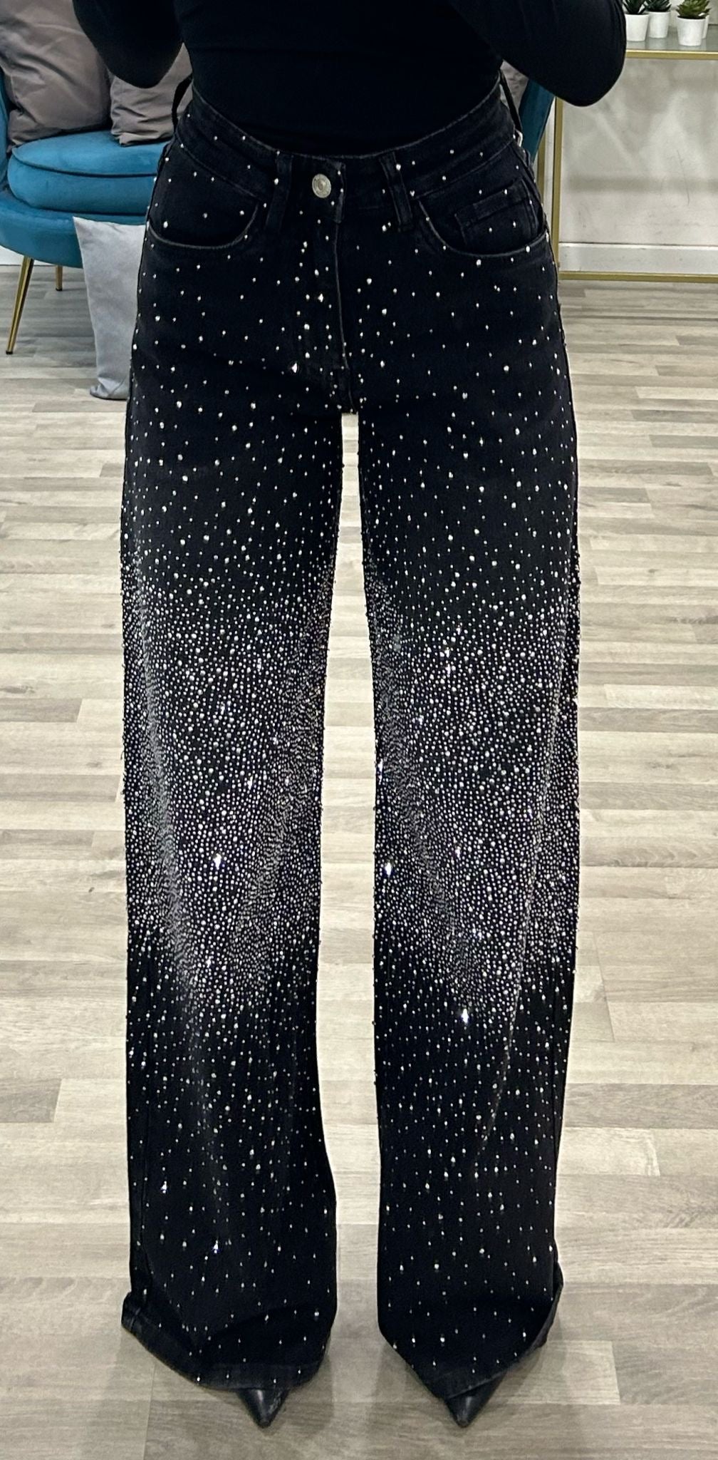 jeans black  con brillantini monica