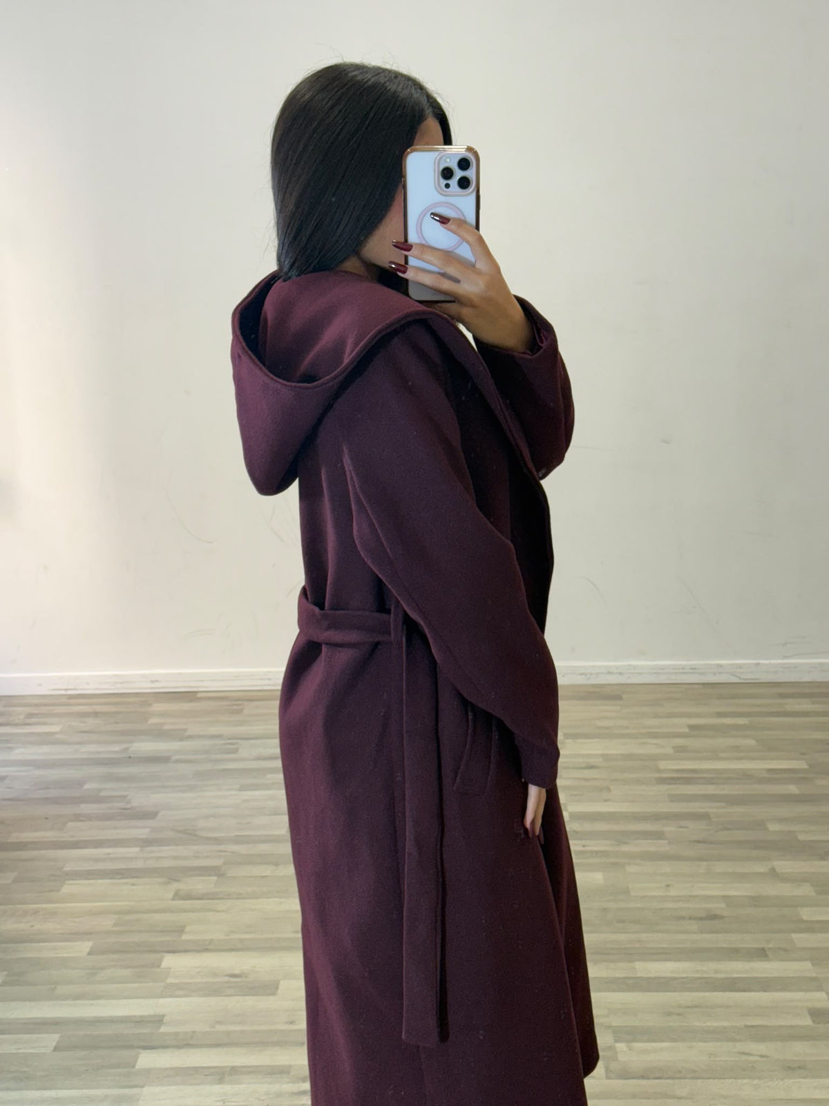 cappotto lungo con cappuccio