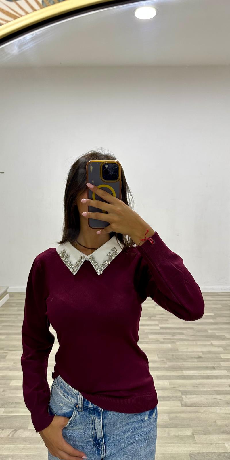 maglia con camicia e swarosky