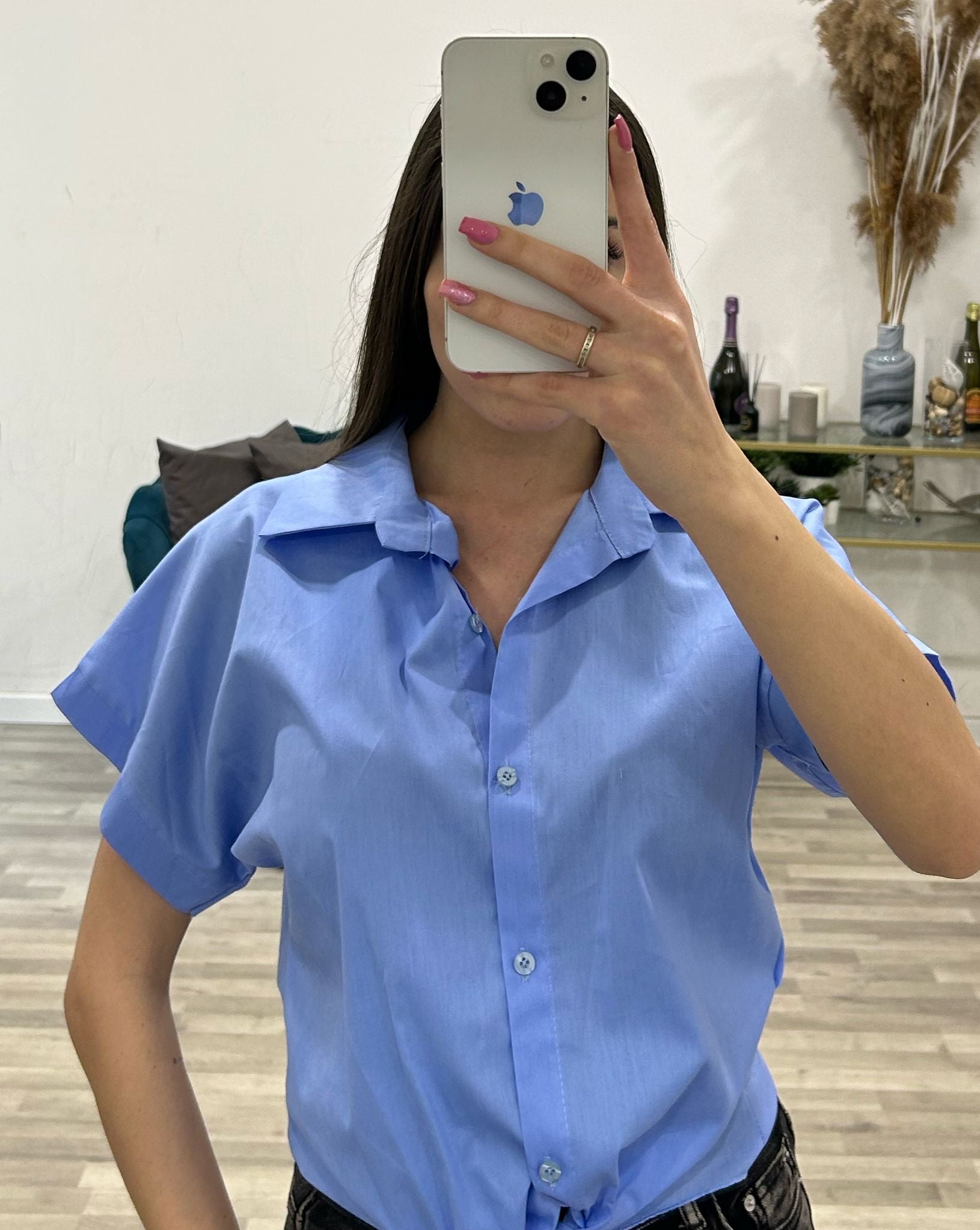 camicia mezza manica con nodo