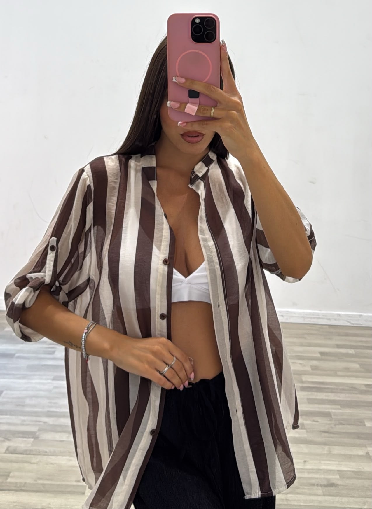 camicia coreana rigata