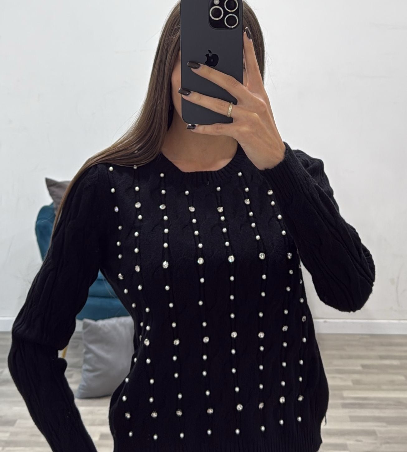 maglia con strass ilenia