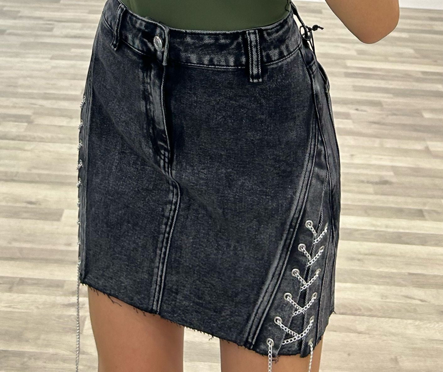gonna jeans chiara lacci laterali