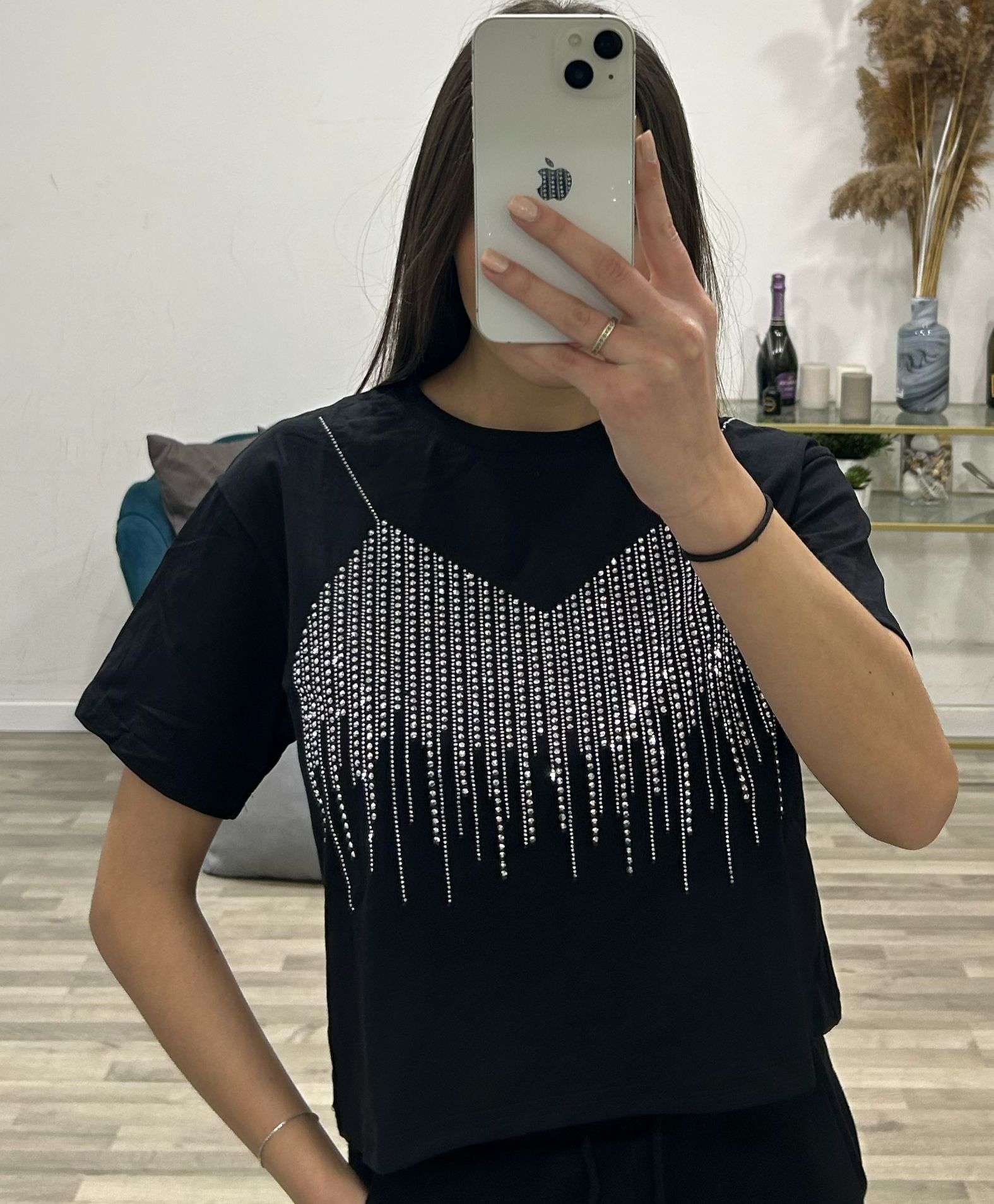 t-shirt brillantini a top