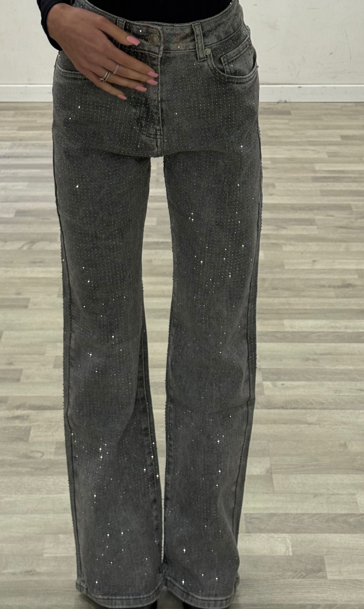 jeans grey superstrass