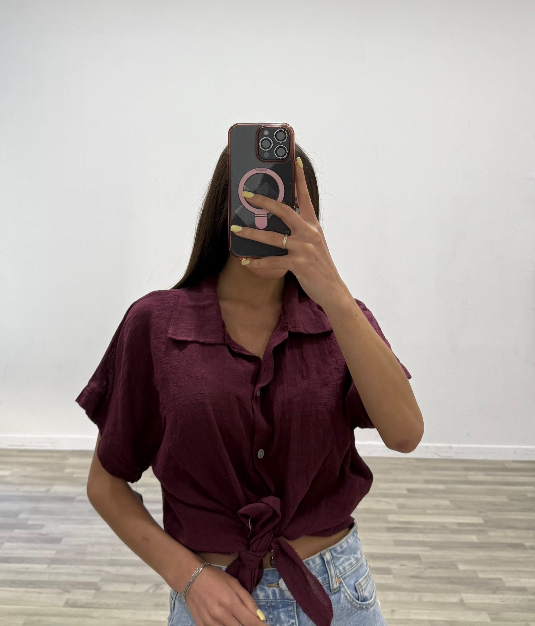 camicia lino con nodo all colours