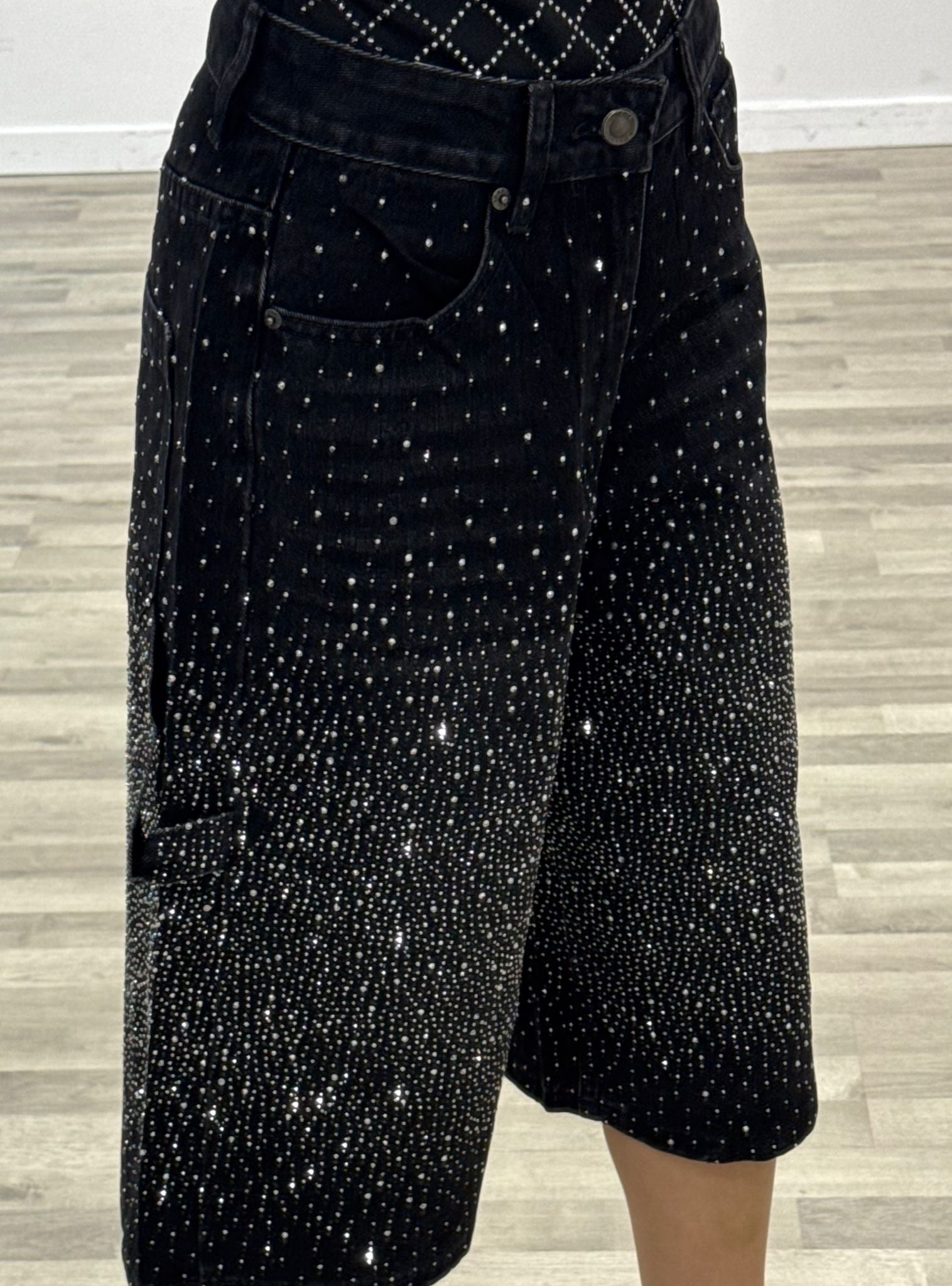 bermuda ballon con brillantini black